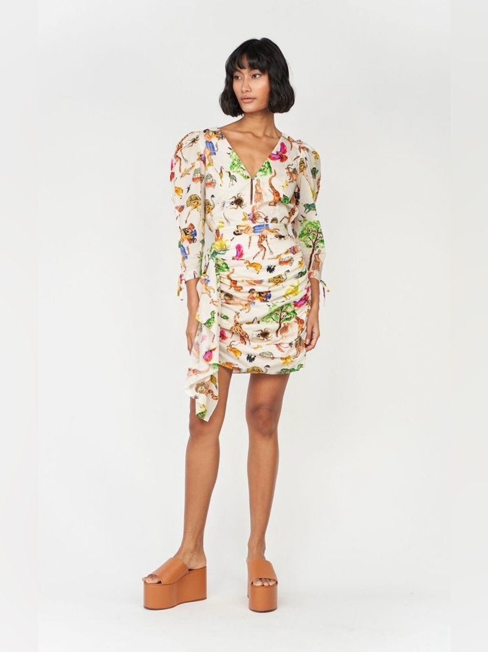 RHODE Piper Safari Print Dress Cotton Mini Size Medium